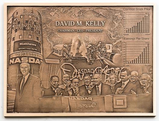 photo plaque of David Kelly chairman with NASDAC staff
